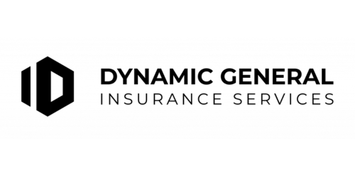 Dynamic General Insurance Services logo featuring a modern geometric shield icon with the company name in bold typography.