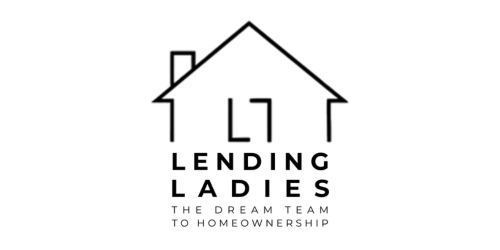 Lending Ladies logo featuring a minimalist house outline with modern typography representing home loan and mortgage services.