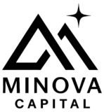 Minova Capital logo featuring a modern geometric "M" icon with a star accent above the company name.