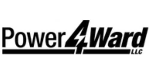Power4ward LLC logo featuring bold typography with a stylized number 4 and lightning-inspired design representing electrical and energy services.