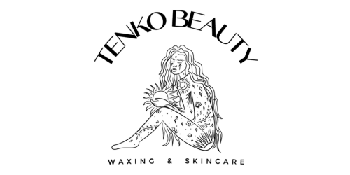 Tenko Beauty logo featuring an elegant illustrated woman with modern typography representing waxing and skincare services.